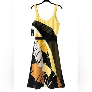 Tropical Midi Dress sleeveless size S Yellow Spring